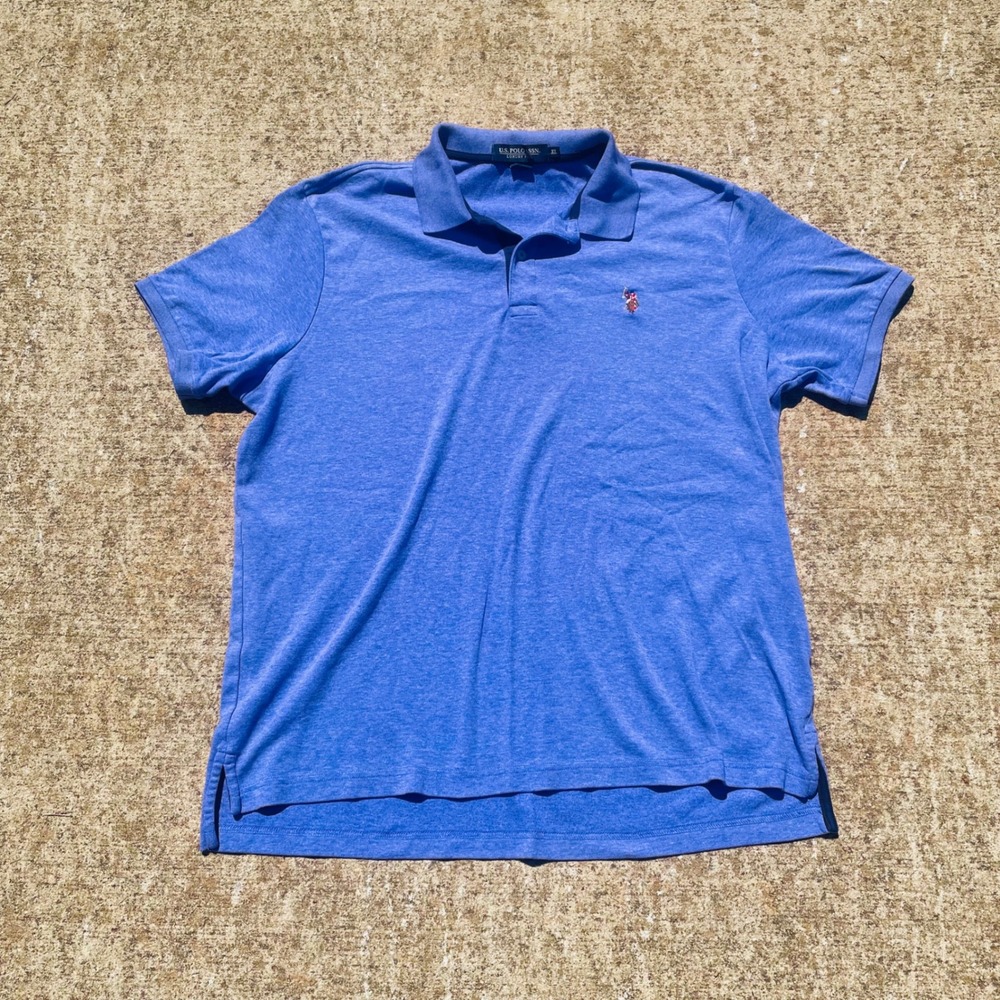US Polo Assn Polo Shirt Mens XL Blue Luxury Feel 11C448 Heathered Short Sleeve